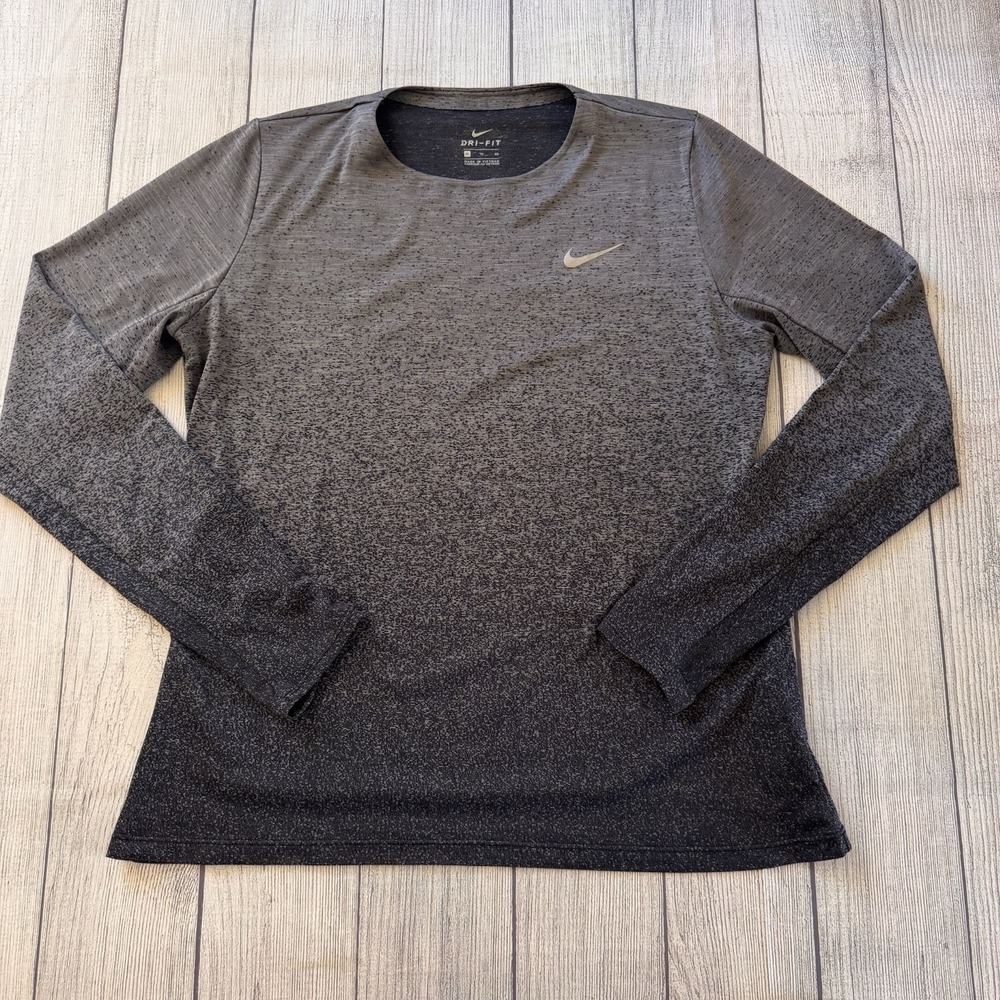 Nike Dri-FIT Medalist Long Sleeve Running Shirt Gray Women's XL Slim Top